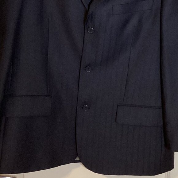 Carlo Monza Couture Men's Suit Blazer Jacket Size 44 Regular Navy Blue Pin Strip - Picture 2 of 9